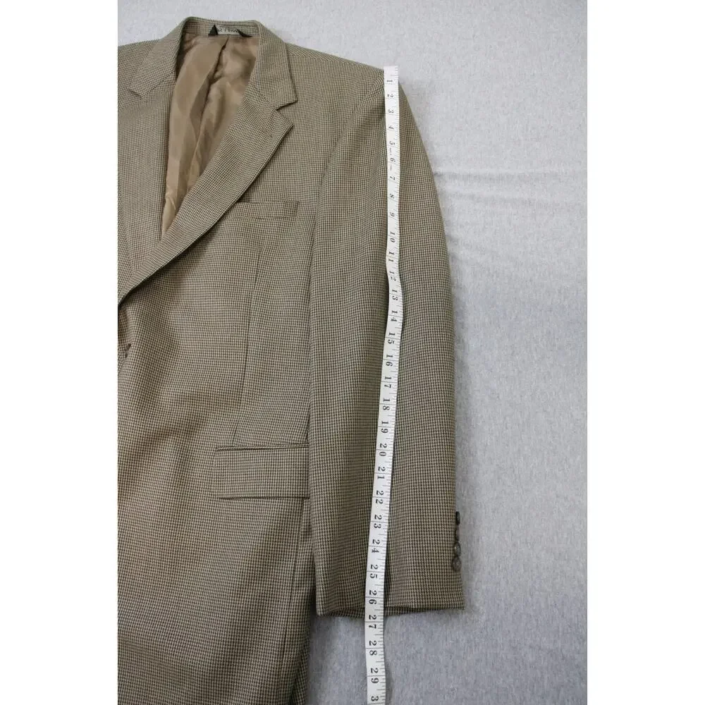 Jos A‎ Bank Blazer Mens 46L Houndstooth 100% Wool 2-Button Single Breasted Lined
